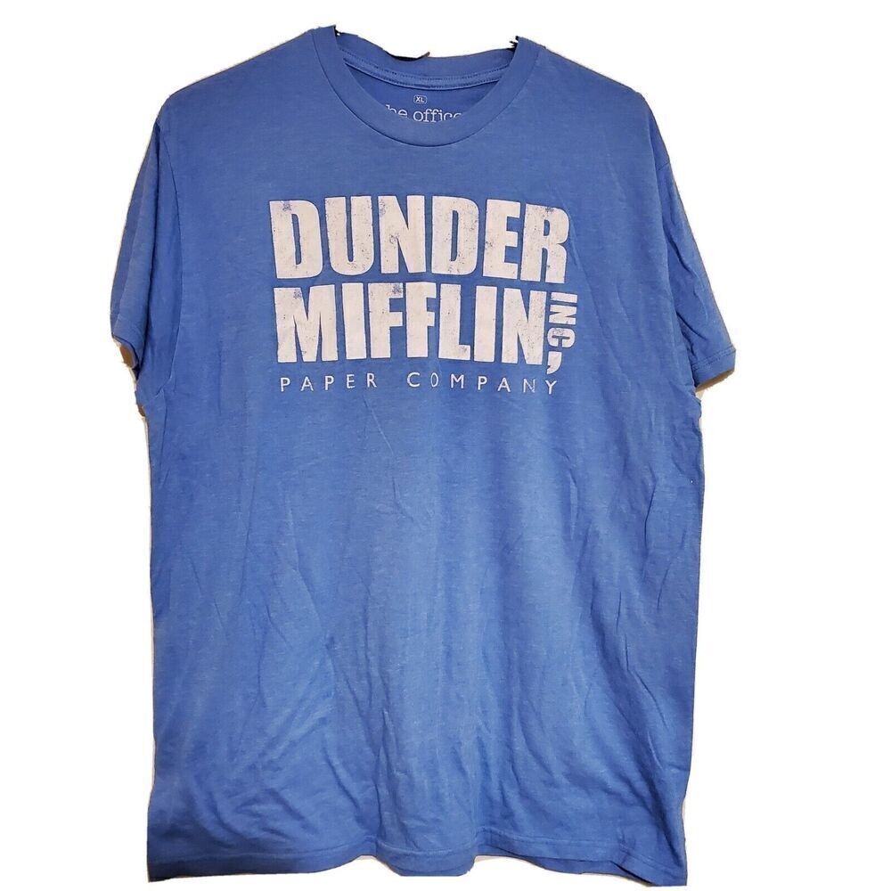 The Office Dunder Mifflin Inc Paper Company T-Shirt Heather Blue Xlarge‎ Mens TV